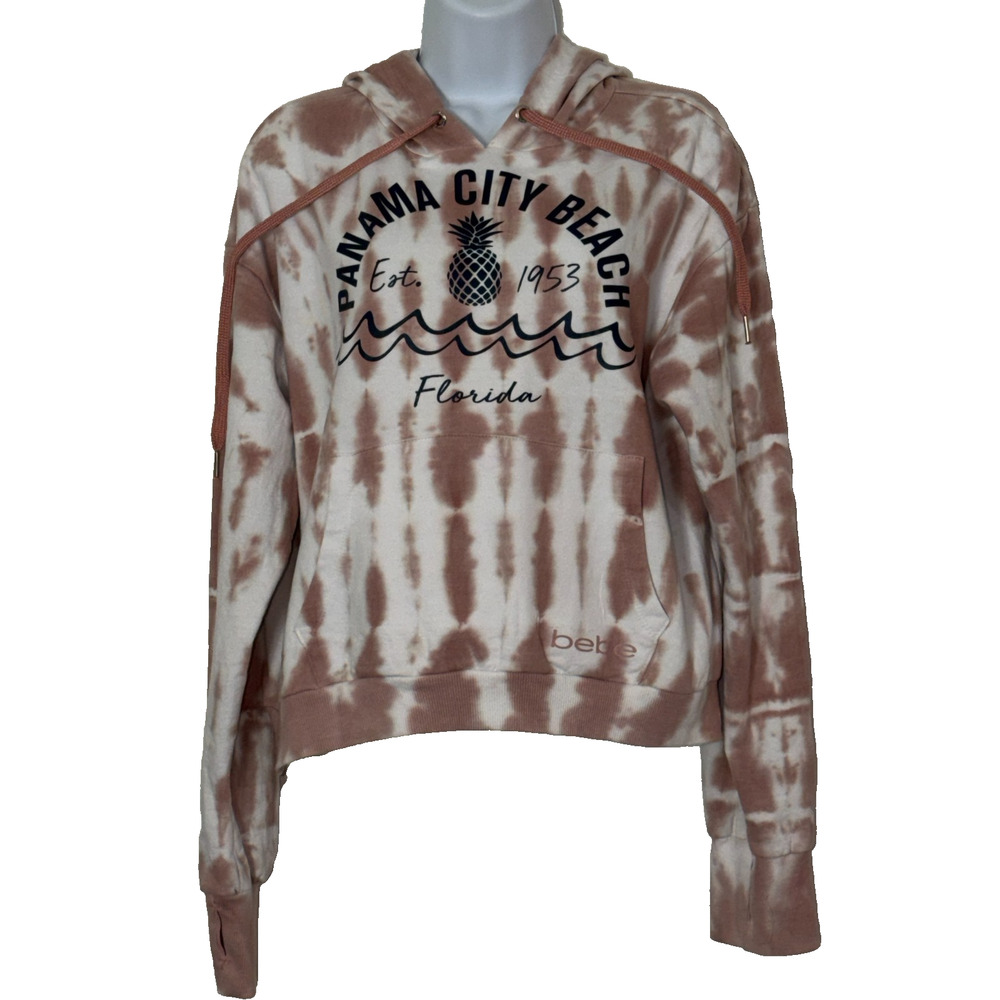 Bebe Sport Hoodie Womens Brown White Panama City Beach Florida Pullover